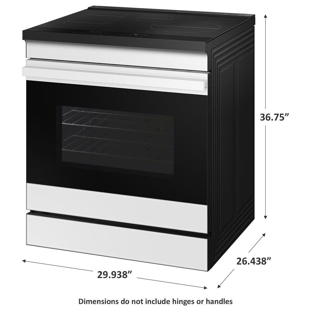 Samsung Bespoke Bespoke 6.3 Cu. Ft. Smart Slide-In Electric Induction Range with Anti-Scratch Glass Cooktop and Air Fry in White Glass, , large