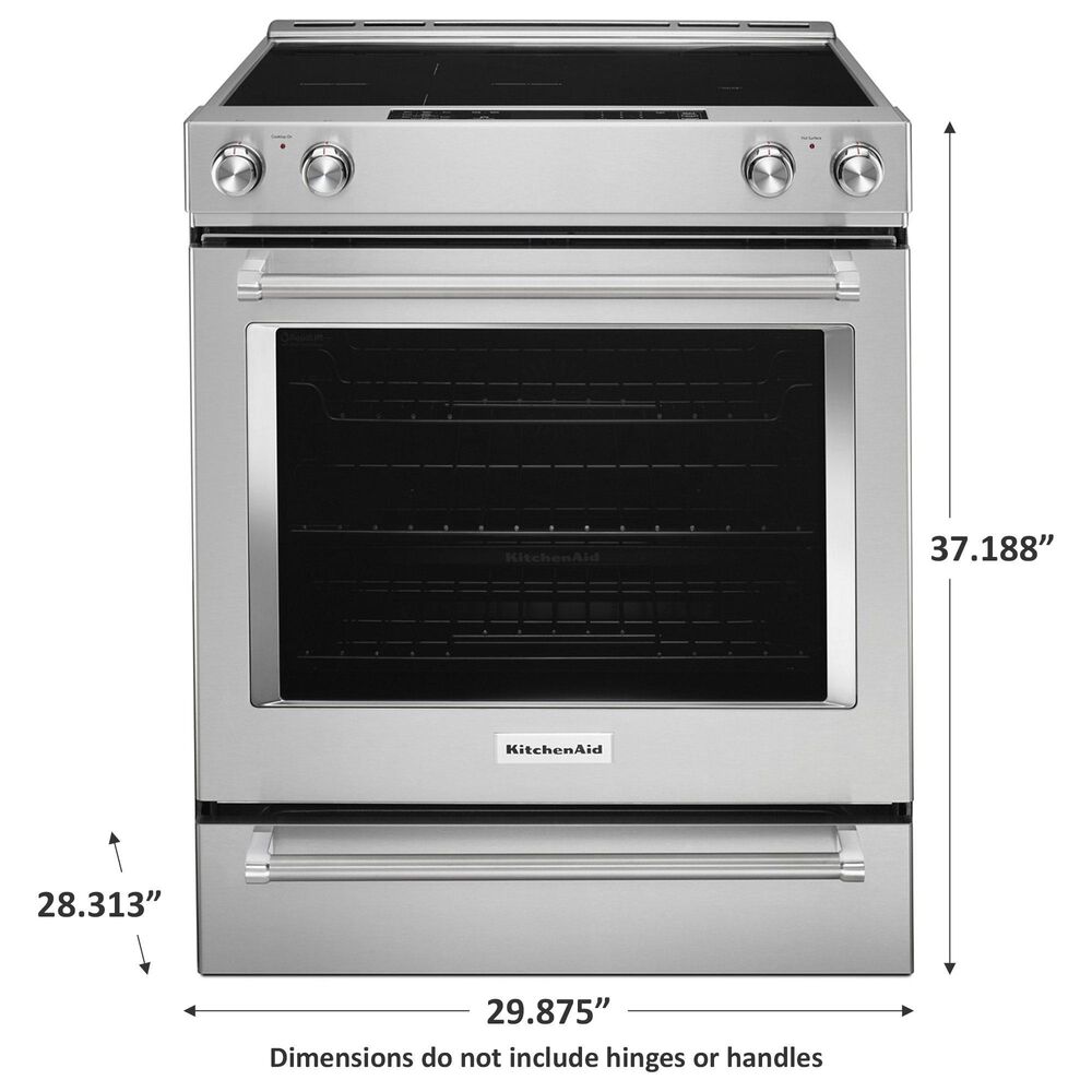 KitchenAid 30 Inch 5-Element Electric Convection Slide-In Range with Baking Drawer in Stainless Steel, , large