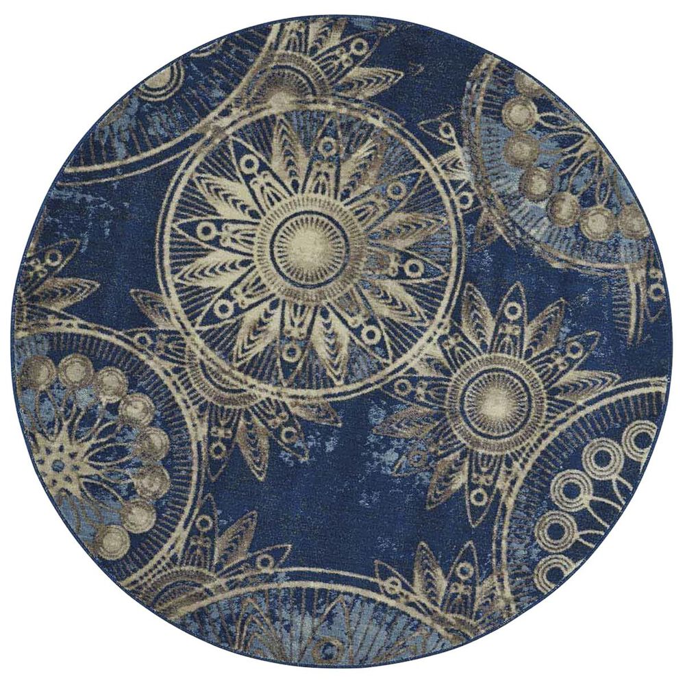 Nourison Somerset ST764 5"6" Round Denim Area Rug, , large