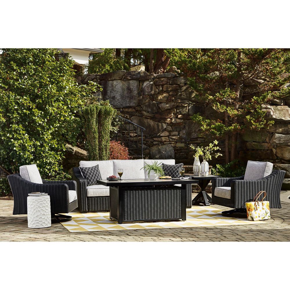 Ashley Beachcroft 5-Piece Fire Pit Conversation Set in Light Gray, , large