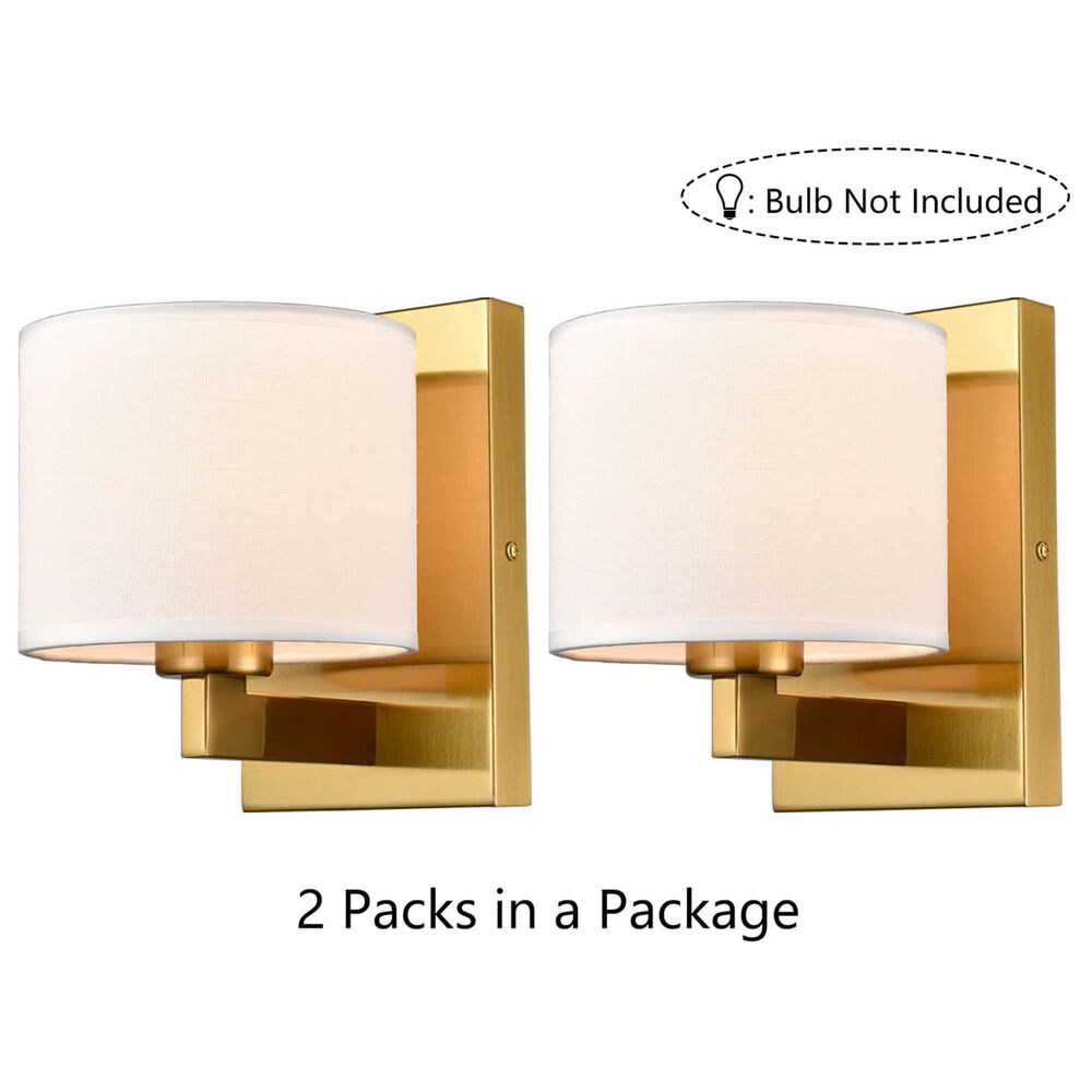 Claxy 1-Light Fabric Shade Wall Sconce in Gold &#40;Set of 2&#41;, , large