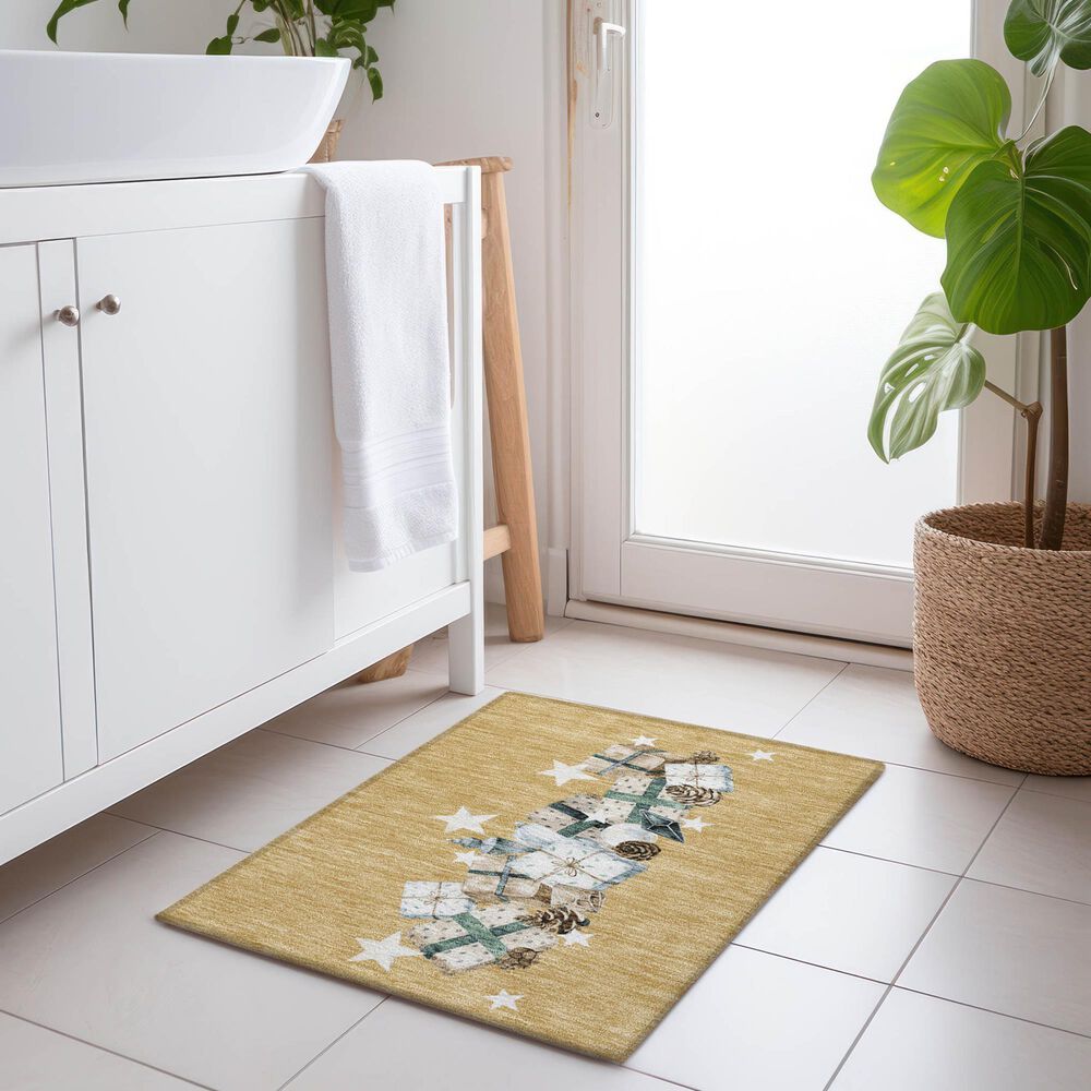 Dalyn Rug Company Wonderland WN33 1&#39;8&quot; x 2&#39;6&quot; Gold Indoor/Outdoor Area Rug, , large