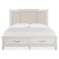 Nicolette Home Willowbrook King Storage Bed with Upholstered Headboard with Two Nightstands in Egg Shell White, , large