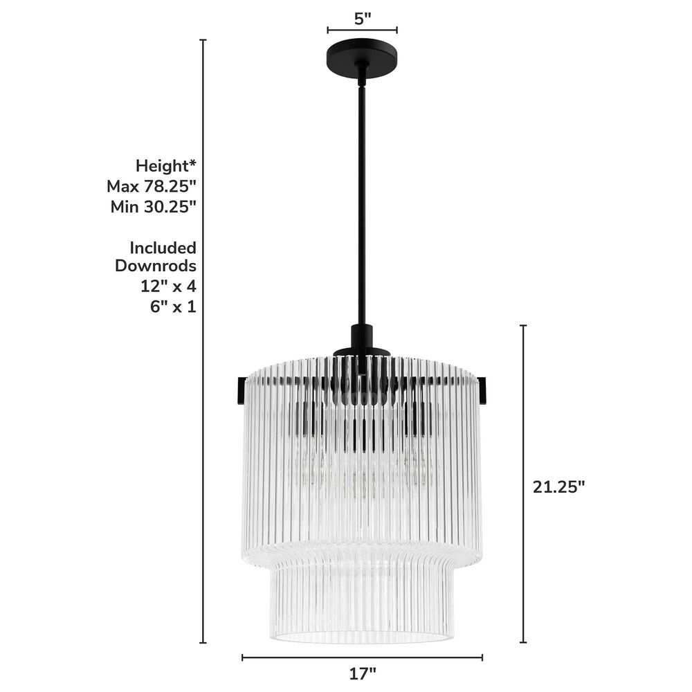 Hunter Ontario Jasmine Roth 3-Light Pendant in Matte Black, , large