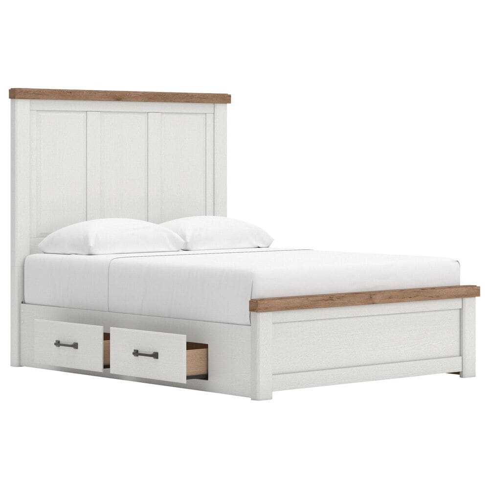 Ashley Savonport Queen Storage Panel Bed in White and Brown, , large