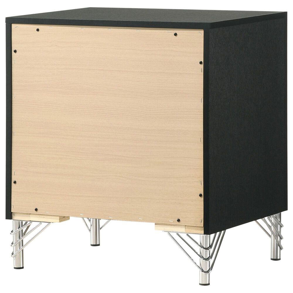 Coaster Lucia 2-Drawer Nightstand in Black and Chrome, , large