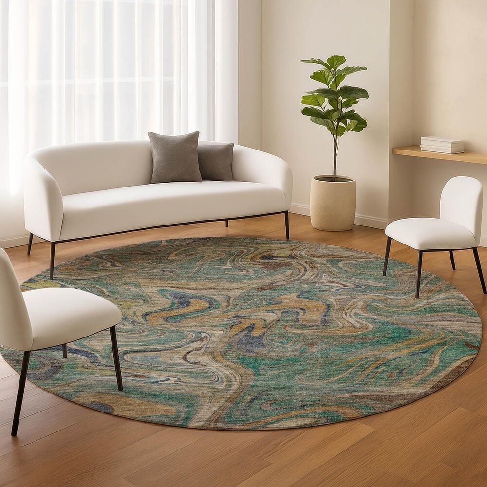 Dalyn Rug Company Nexus NX6 Teal 8' Round Area Rug, , large