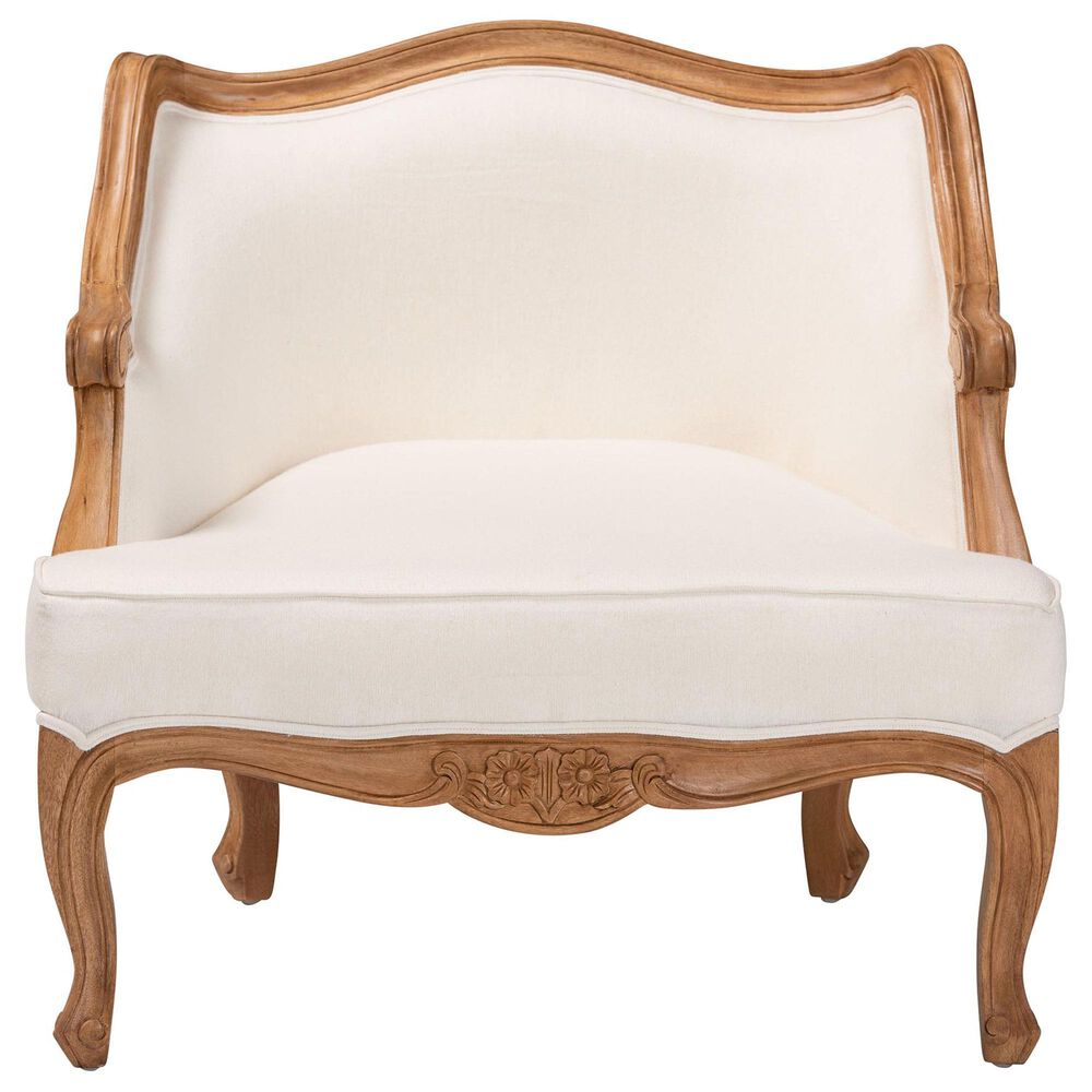 Baxton Studio Sylvestra Accent Chair with Honey Oak Frame in Beige, , large