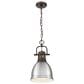 Golden Lighting Duncan 1-Light Small Pendant with Chain and Pewter Shade in Rubbed Bronze, , large