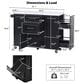 HOMLUX 51" Kitchen Island with Tilt Trash Can Cabinet in Black, , large