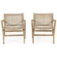 Hearth and Haven Braxton Outdoor Wicker Club Chair with Angular Arms in Light Brown (Set of 2), , large