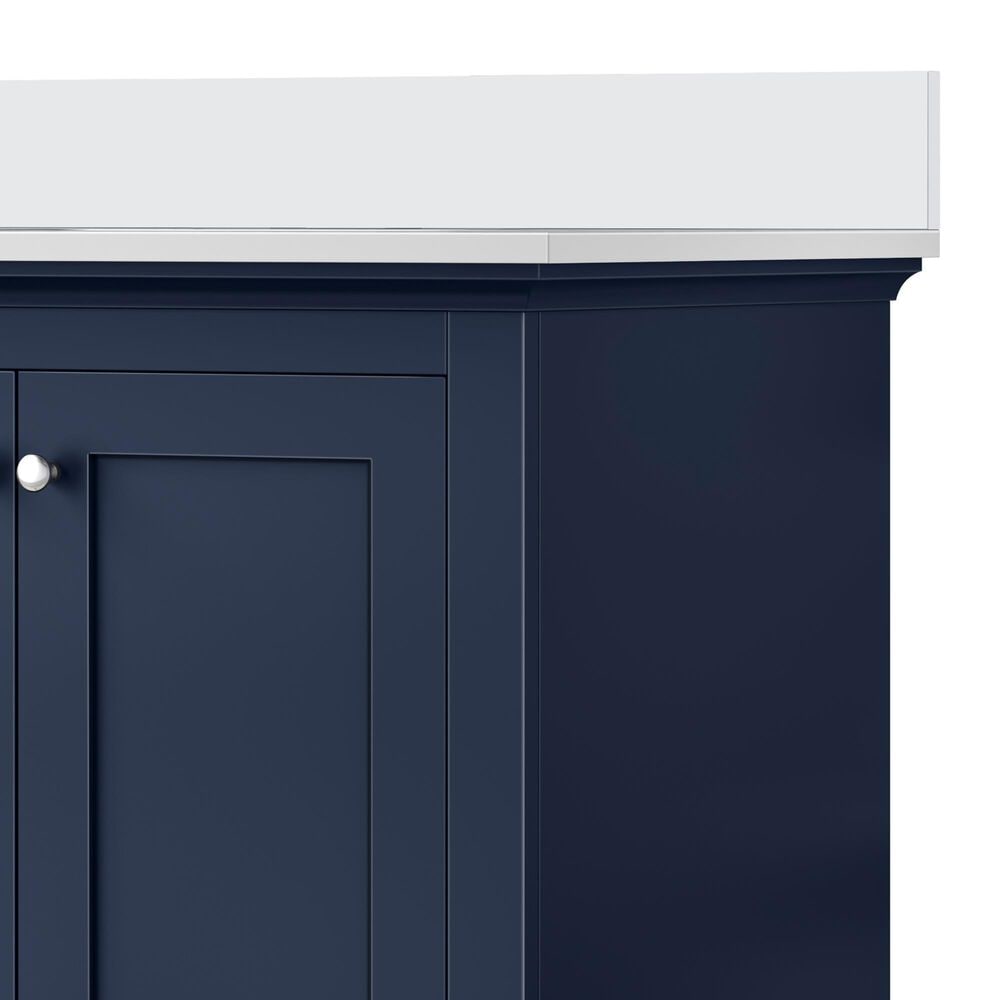 Lexora Home Dukes 30&quot; Single Bathroom Vanity in Navy Blue with 2 cm White Cultured Marble Top and Rectangular Sink, , large