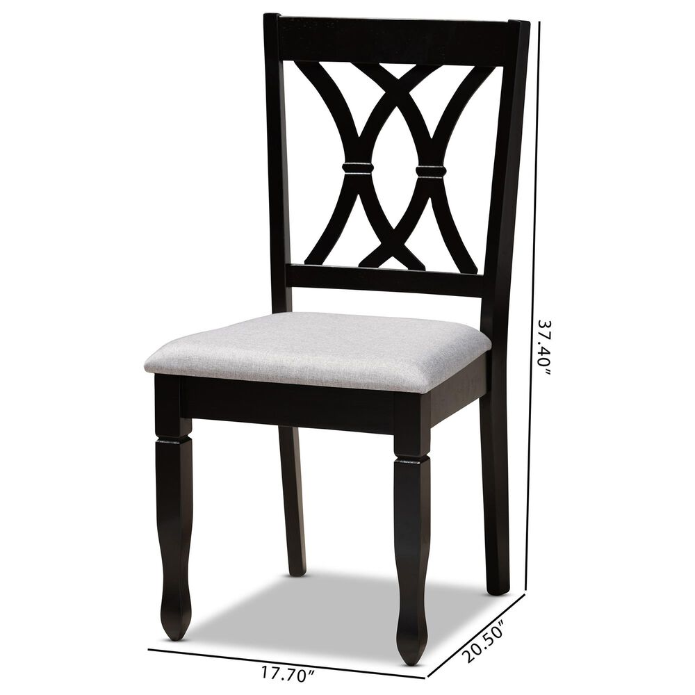 Baxton Studio Reneau Side Chair with Grey Cushion in Espresso Brown (Set of 2), , large