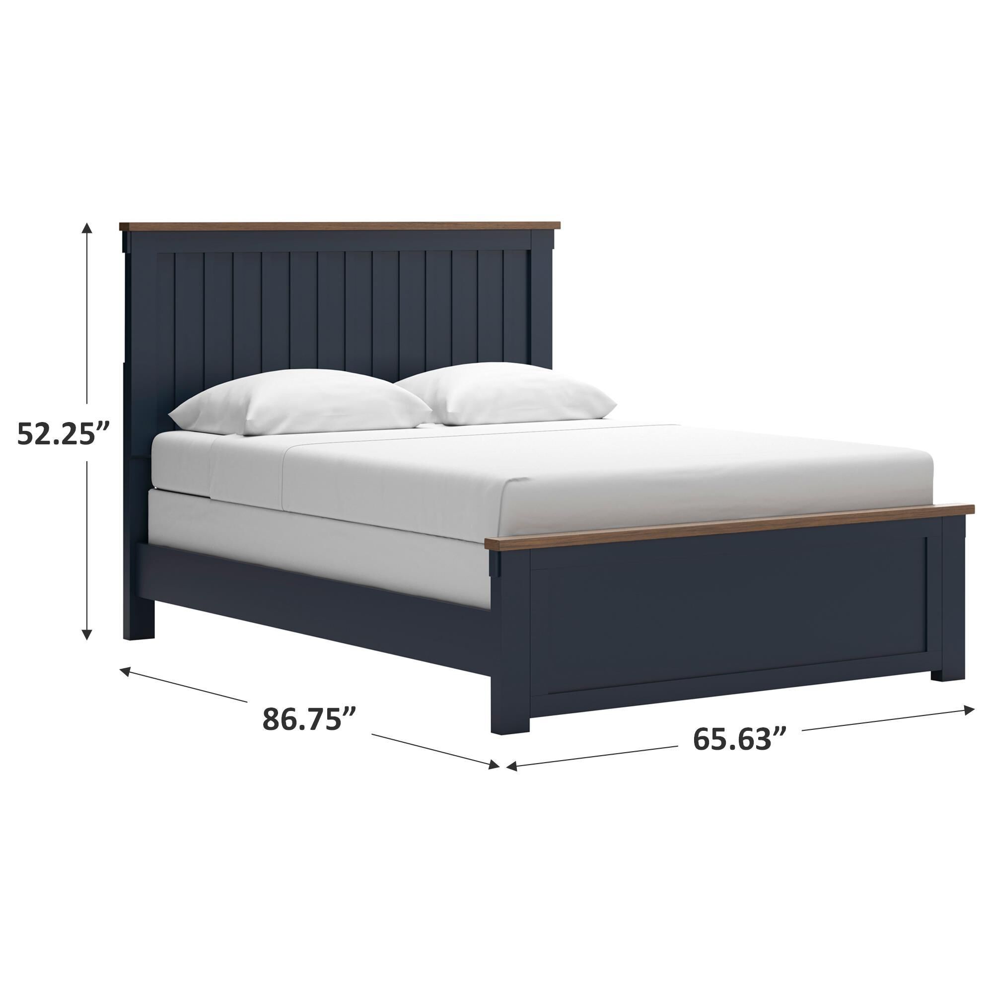 Ashley Furniture クイーンベッドフレーム ヘッドボード　ネイビー Ashley Landocken Queen Panel Bed in Brown and Blue