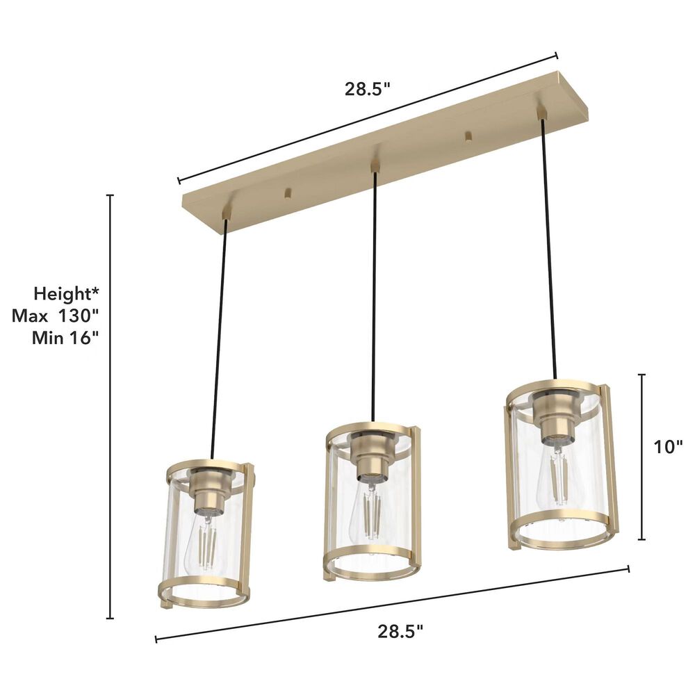 Hunter Astwood 3-Light Linear Cluster in Alturas Gold, , large