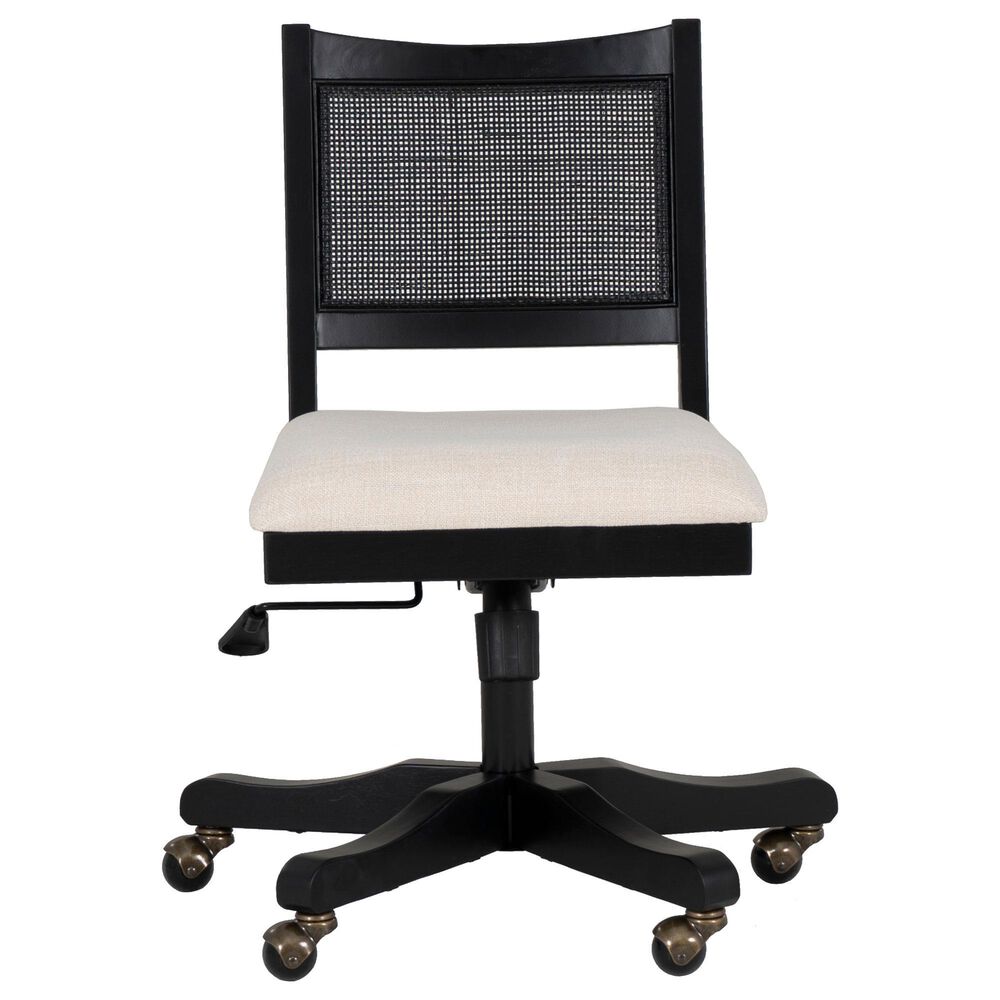 Linon Home Decor Bauer Swivel Office Chair with Cream Cushion in Black, , large