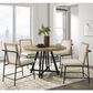 HOMLUX 5-Piece Round Dining Set with Cream Upholstered Chairs in Distressed Oak and Black, , large