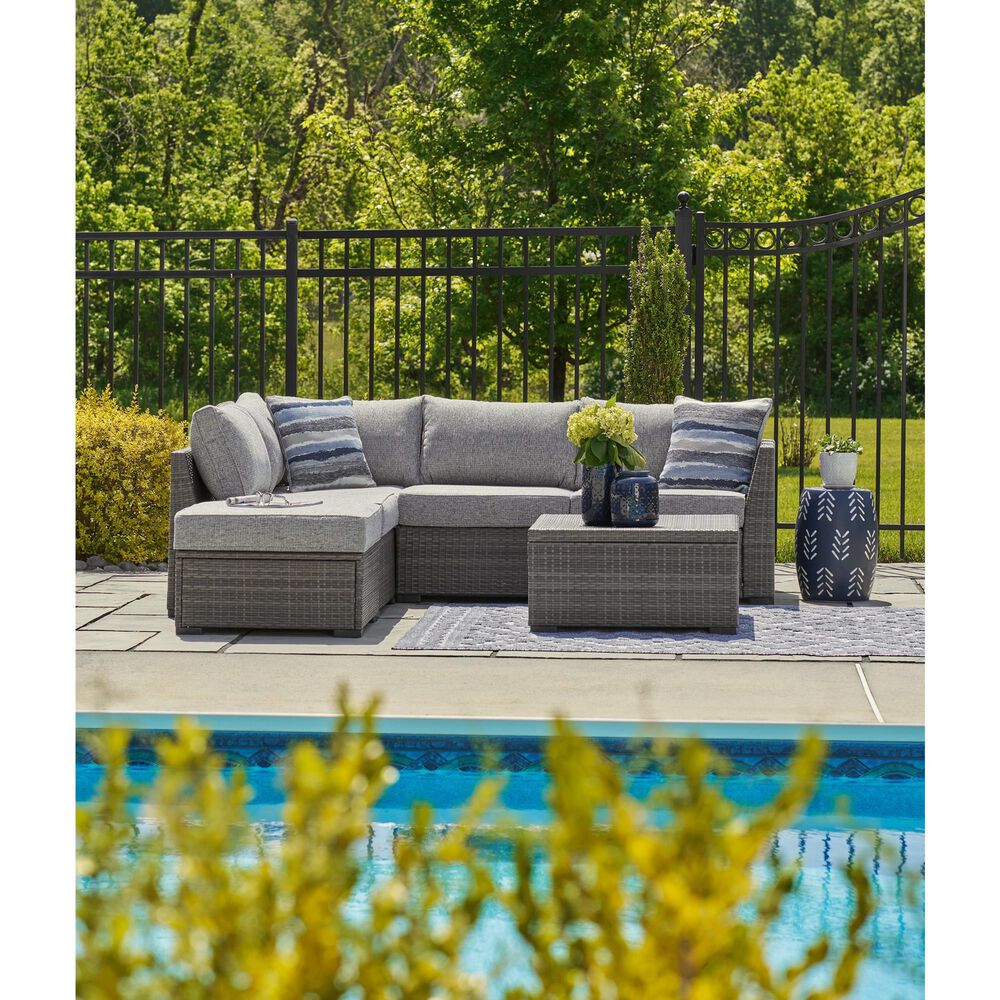 Ashley Petal Road 4-Piece Patio Sectional Set in Gray, , large