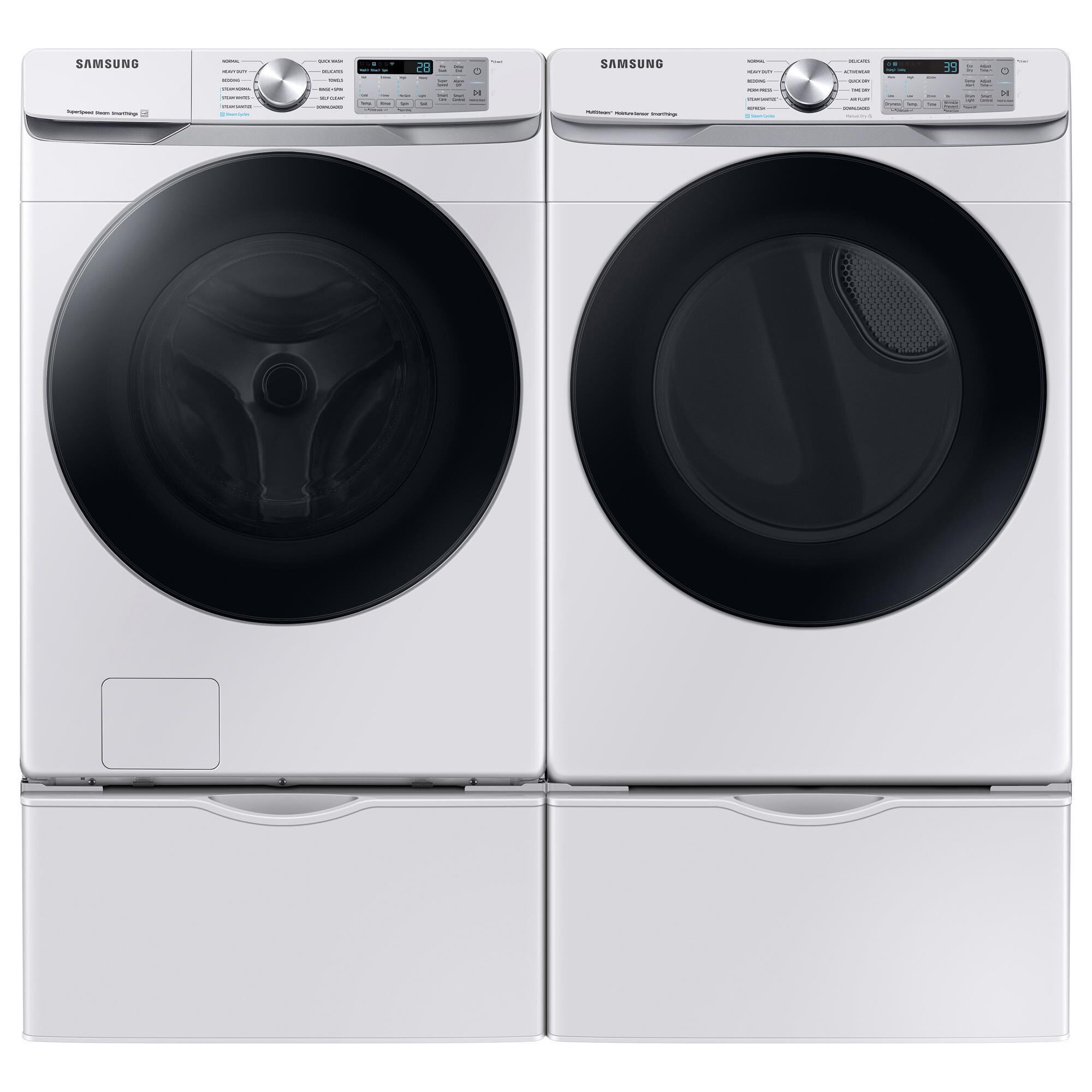 Samsung washer and dryer store set with pedestals