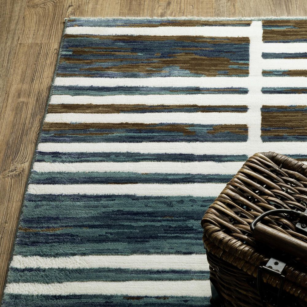 Oriental Weavers Reed RE05A 7"10" x 10"10" Ivory and Blue Area Rug, , large