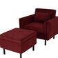 Linon Home Decor Wallis Accent Chair with Ottoman in Berry, , large