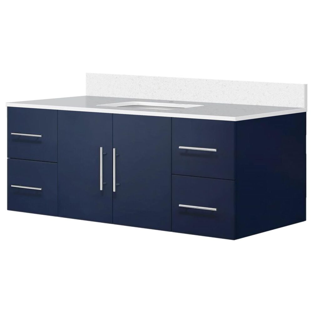 Lexora Home Geneva 48" Single Bathroom Vanity in Navy Blue with 2 cm White Cultured Marble Top and Rectangular Sink, , large