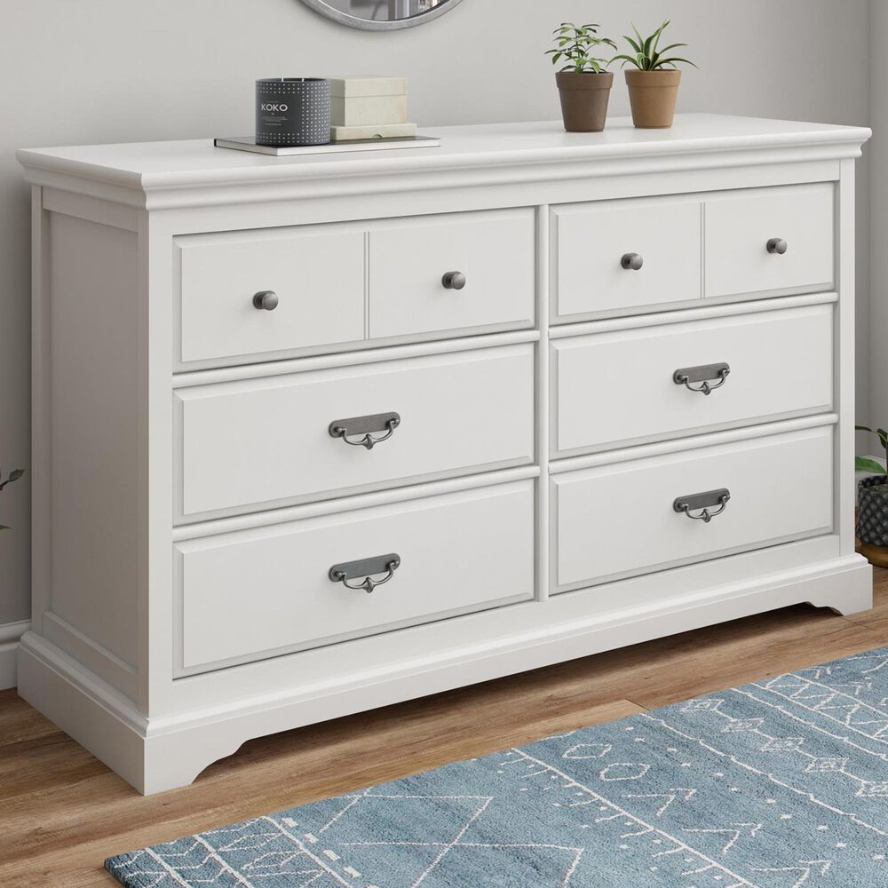 DHP Nordbee 6 Drawer Dresser in White, , large