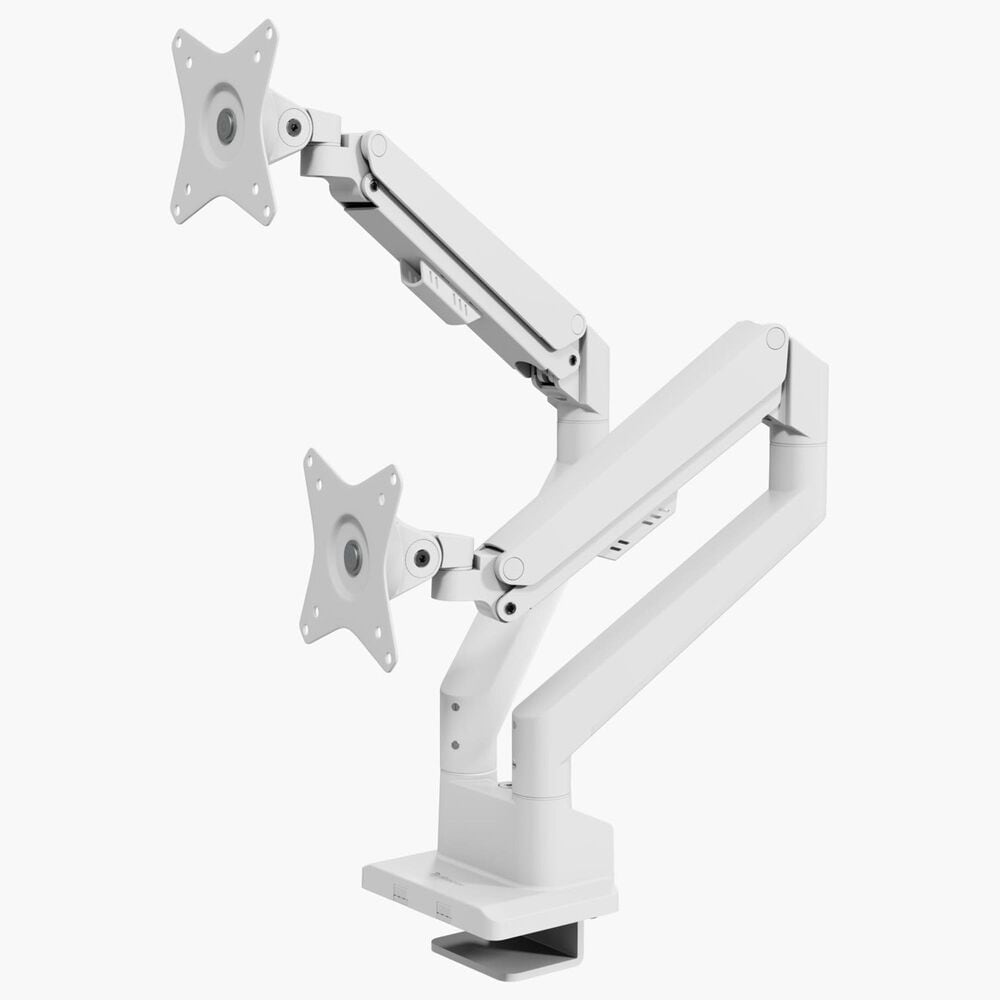 Arozzi Alzare Neo Duo Dual Arm Gas Spring Monitor Arm in White, , large