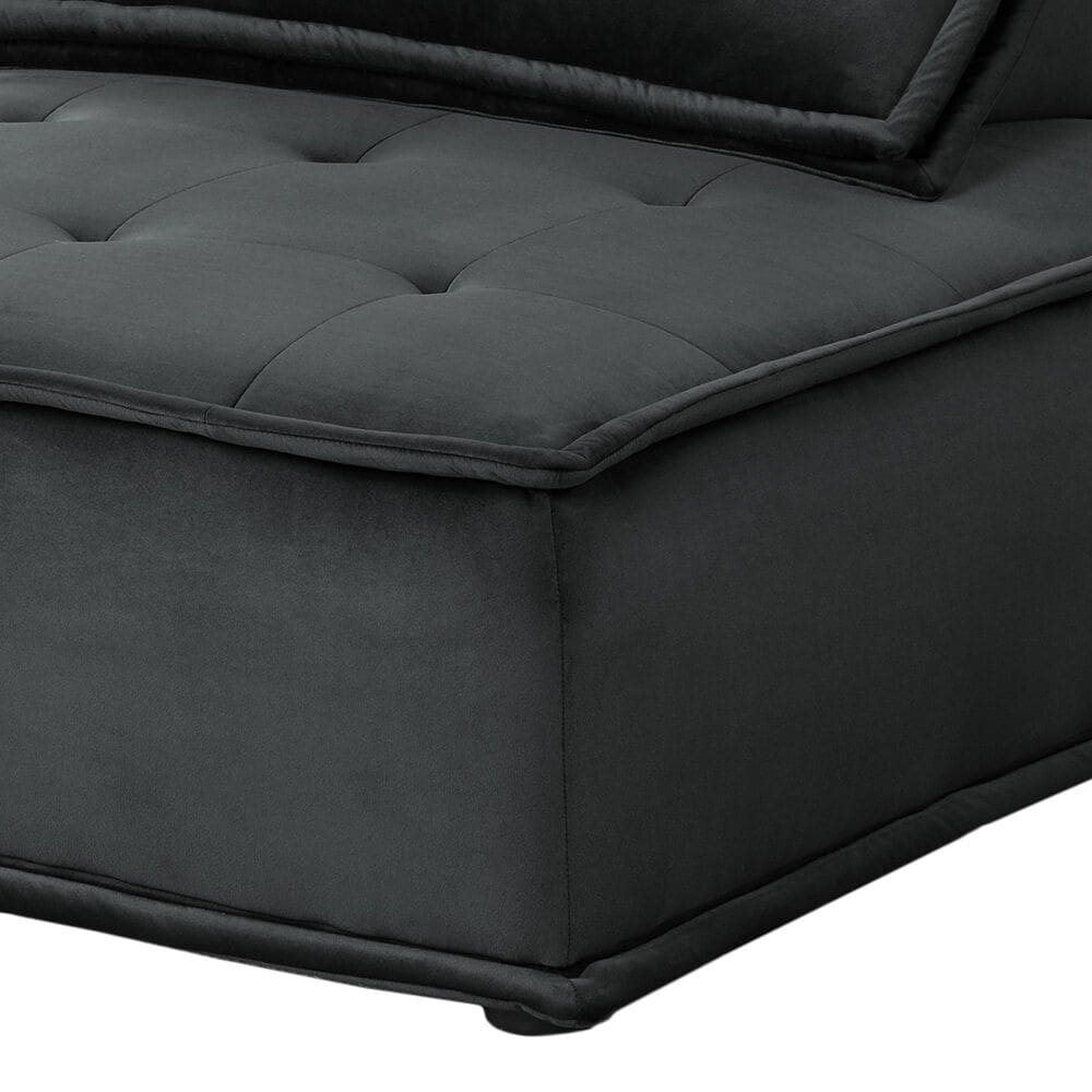 HOMLUX Anna B 5-Piece Stationary Sectional Sofa in Black Velvet, , large