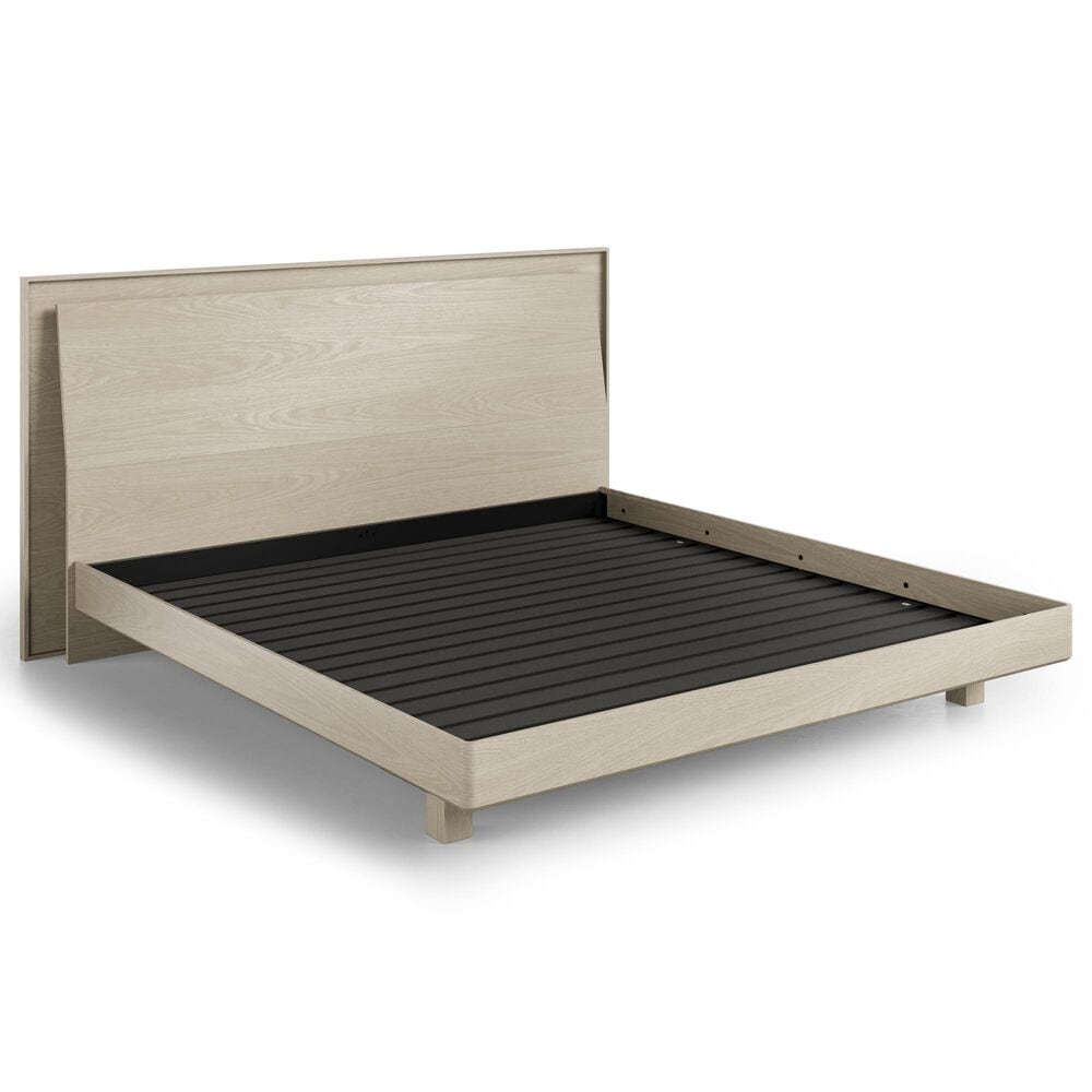 BDI Kara King Platform Bed and Two Nightstands in Washed Oak, , large