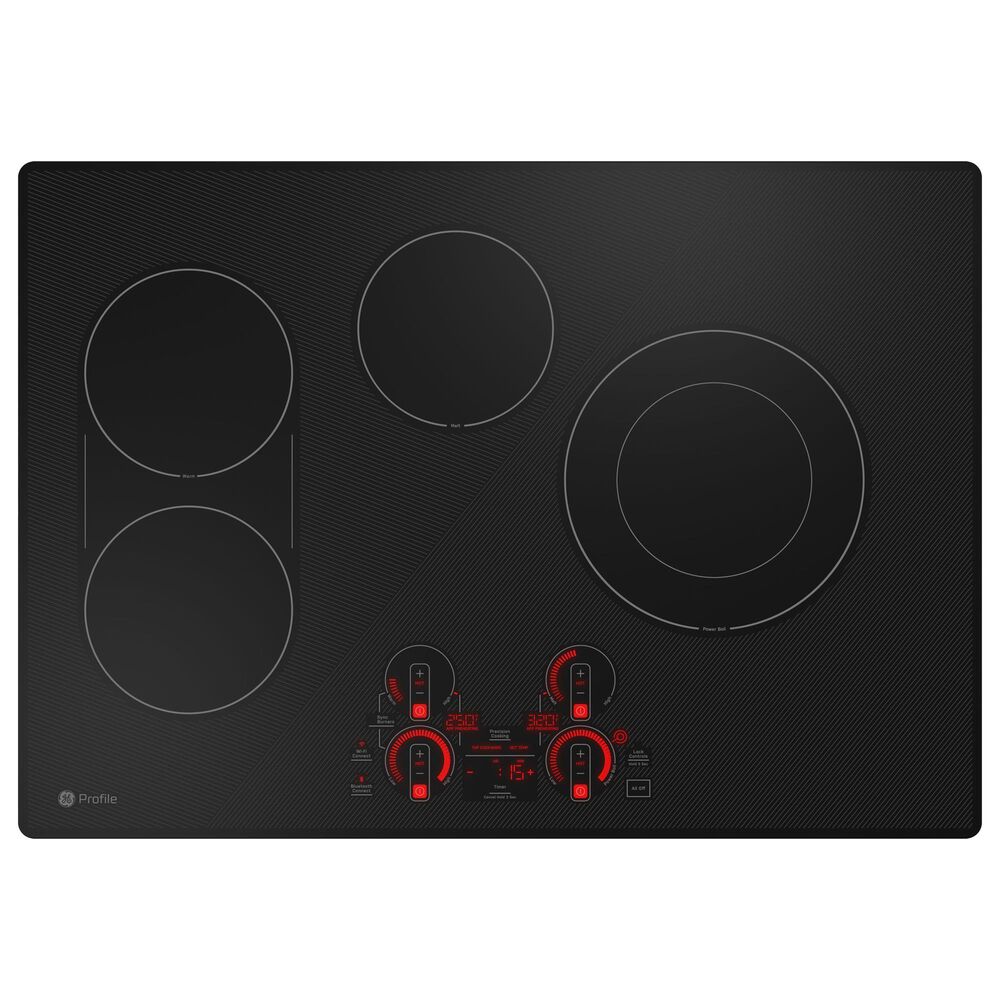 GE Profile 2-Piece Kitchen Package with Stainless Steel 30&quot; Smart Built-In Convection Double Wall Oven and 30&quot; Electric Cooktop in Black, , large