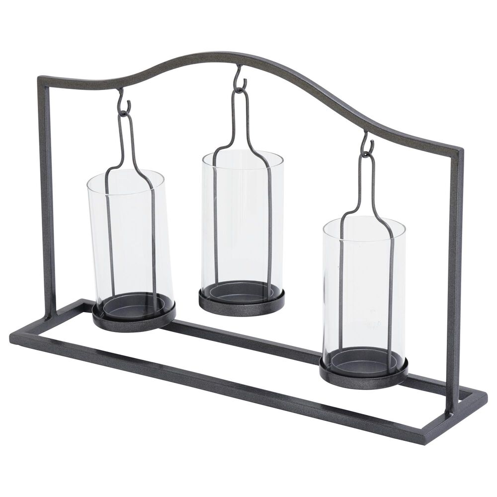 Maple and Jade 11" Industrial Candle Holder with 3 Suspended Candle Plates in Black, , large