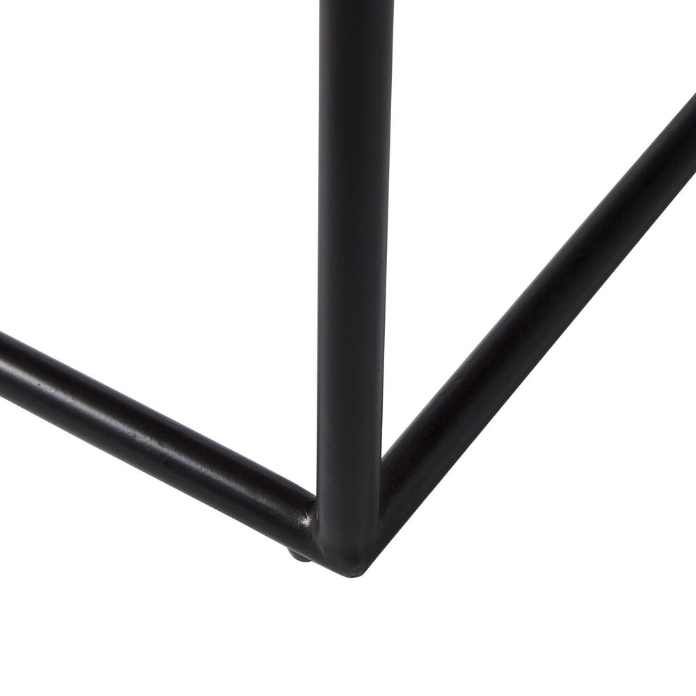 Mercana Clarissa Stool with Brown Leather Woven Seat in Black, , large