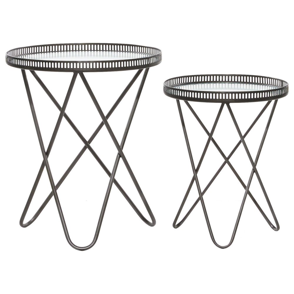 Uma Enterprises Accent Table in Dark Silver &#40;Set of 2&#41;, , large