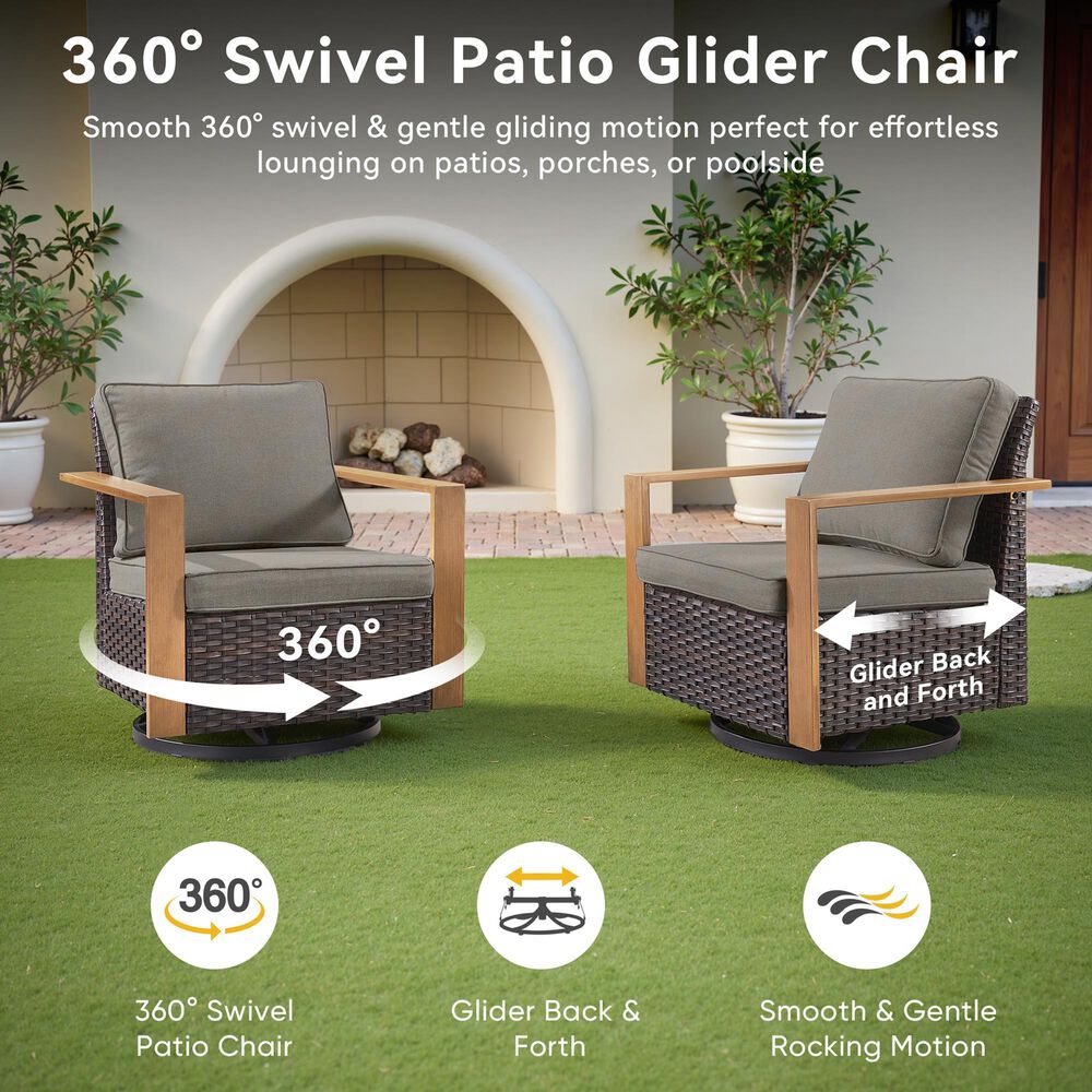 Sunwell Garden 4-Piece Patio Fire Pit Set in Gray, , large