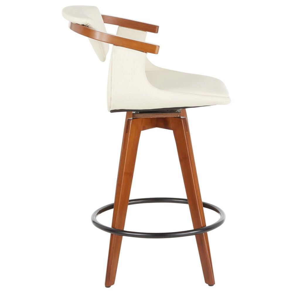 Lumisource Oracle Swivel Counter Stool with Cream Cushion in Walnut and Black, , large