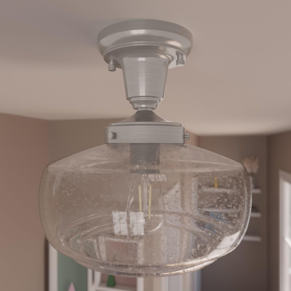 Hunter Saddle Creek 10&quot; 1-Light Pendant with Clear Seeded Shade in Brushed Nickel, , large
