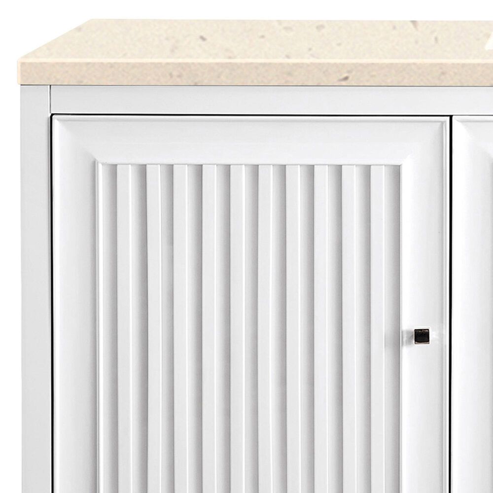 James Martin Vanities Athens 60&quot; Single Bathroom Vanity in Glossy White with 3 cm Carrara White Marble Top and Rectangular Sink, , large