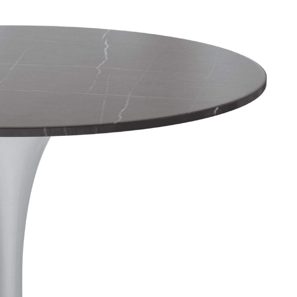 Leisuremod LeisureMod Verve Collection 36 Round Dining Table, White Base with Sintered Stone Black Top, , large