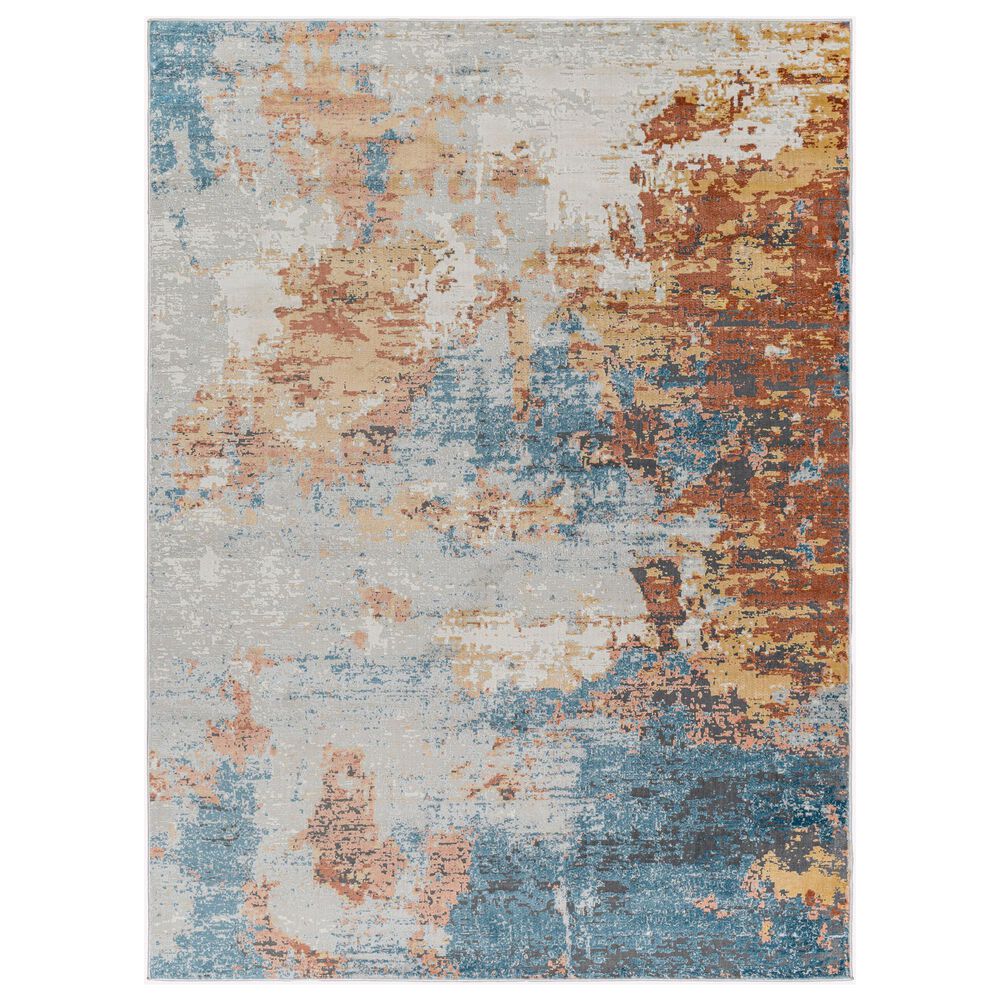 Surya Alpine 5"3" x 7"3" Peach, Blue, Light Gray, Off-White, Charcoal, Medium Gray and Rust Area Rug, , large