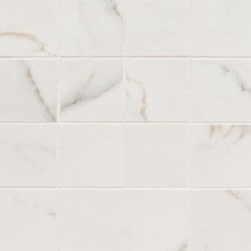 MS International Kaya Calacatta Lucca 3" x 3" on 12" x 12" Porcelain Mosaic Sheet, , large