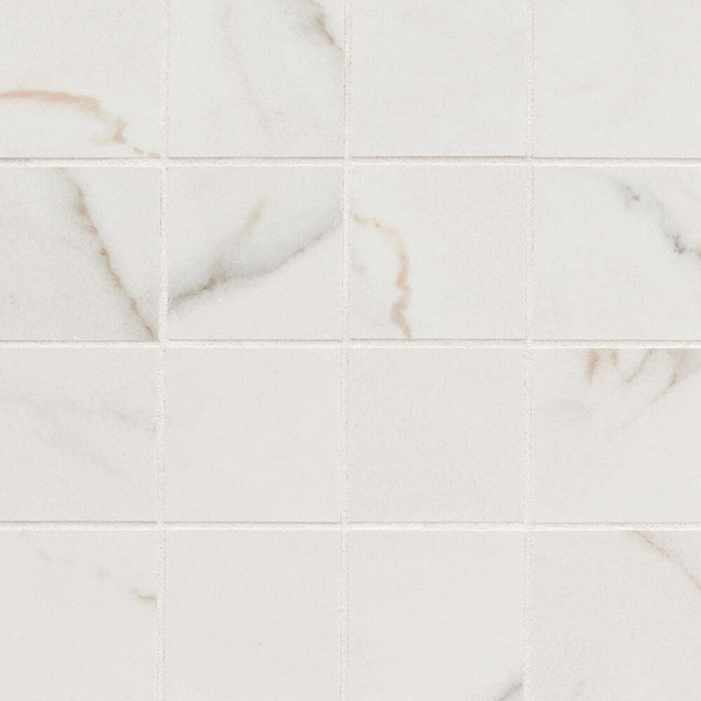 MS International Kaya Calacatta Lucca 3" x 3" on 12" x 12" Porcelain Mosaic Sheet, , large