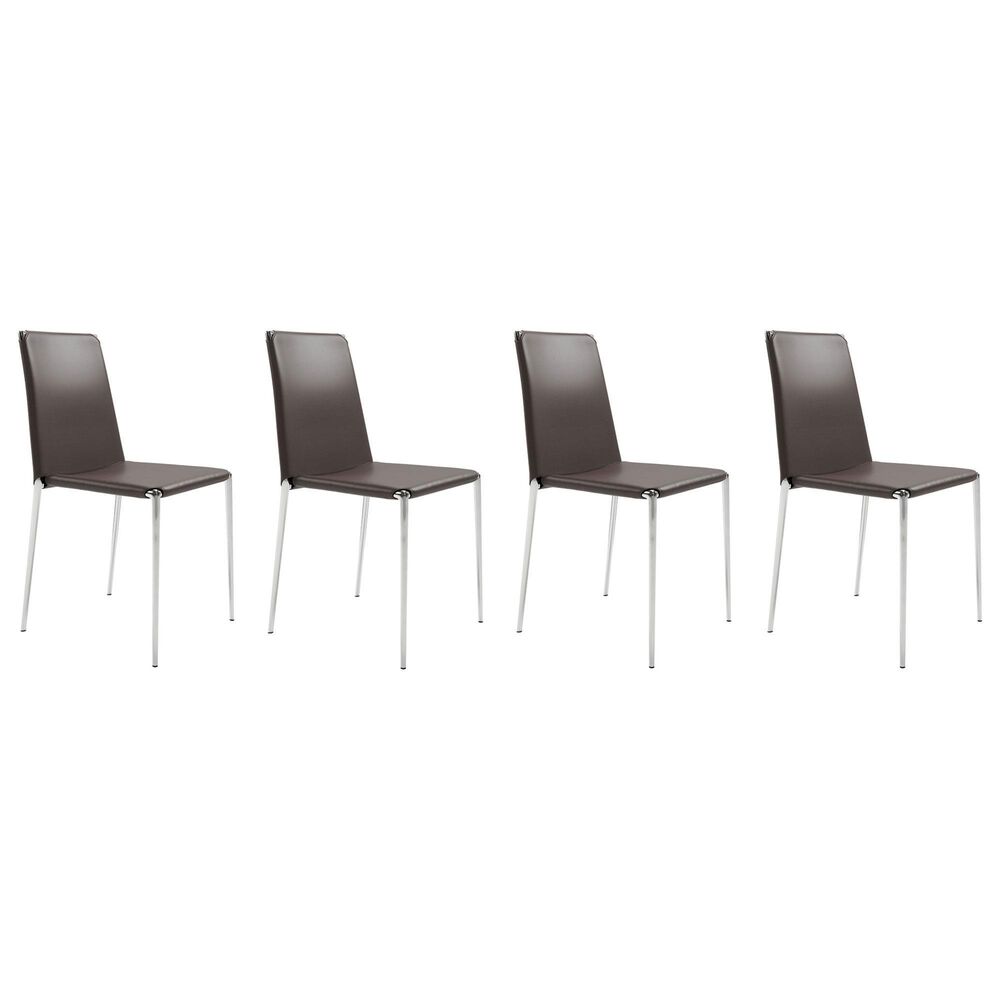 Zuo Modern Alex Dining Chair in Espresso/Silver (Set of 4), , large