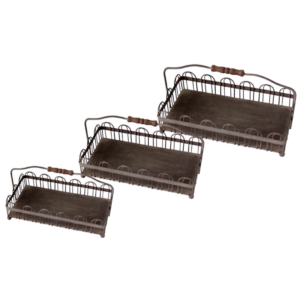 VIP Home and Garden American Mercantile Metal Tray (Set of 3), , large