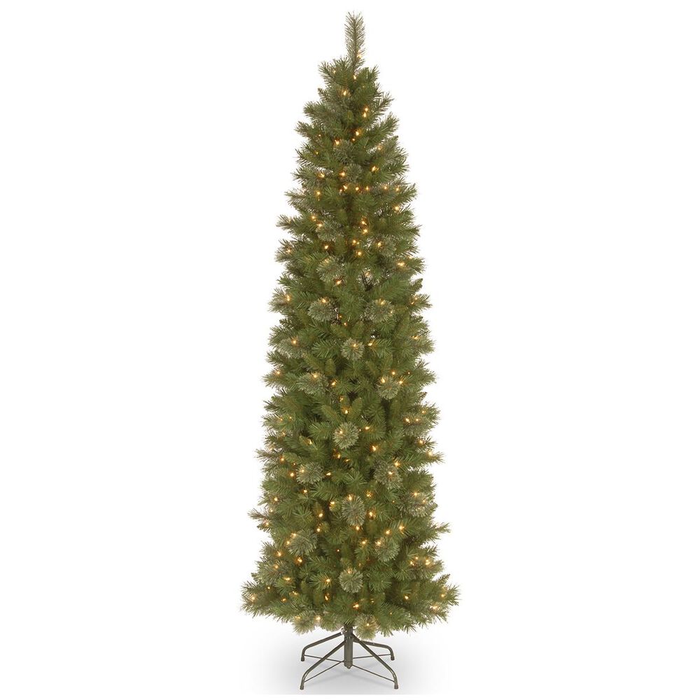 National Tree 6.5" Tacoma Pine Pencil Slim Tree with 250 White Lights, , large