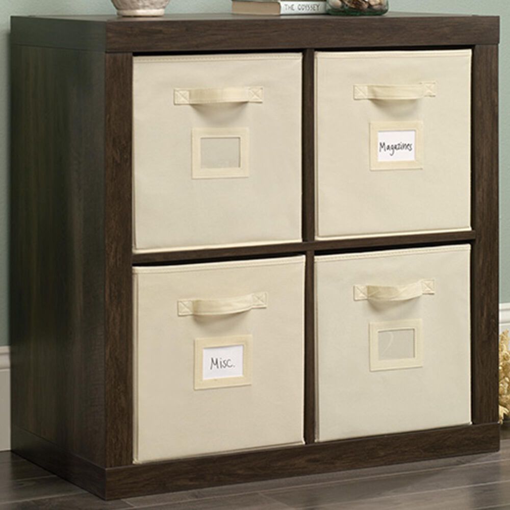 Sauder Stow-Away 4-Cube Organizer in Smoked Oak, , large