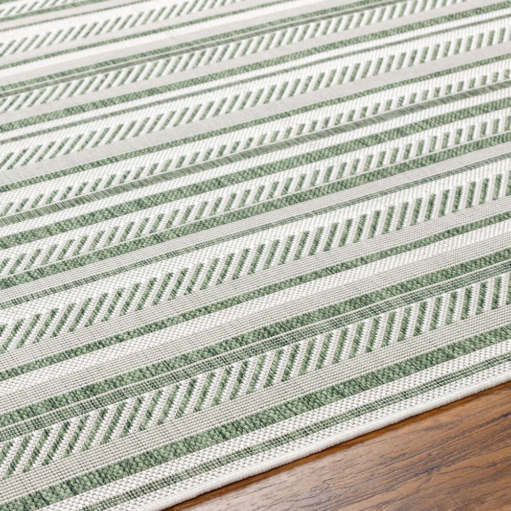 Surya Eagean EAG-2422 Grass Green, Ivory, Dark Green and Seafoam 8&#39;10&quot; x 12&#39; Indoor/Outdoor Area Rug, , large