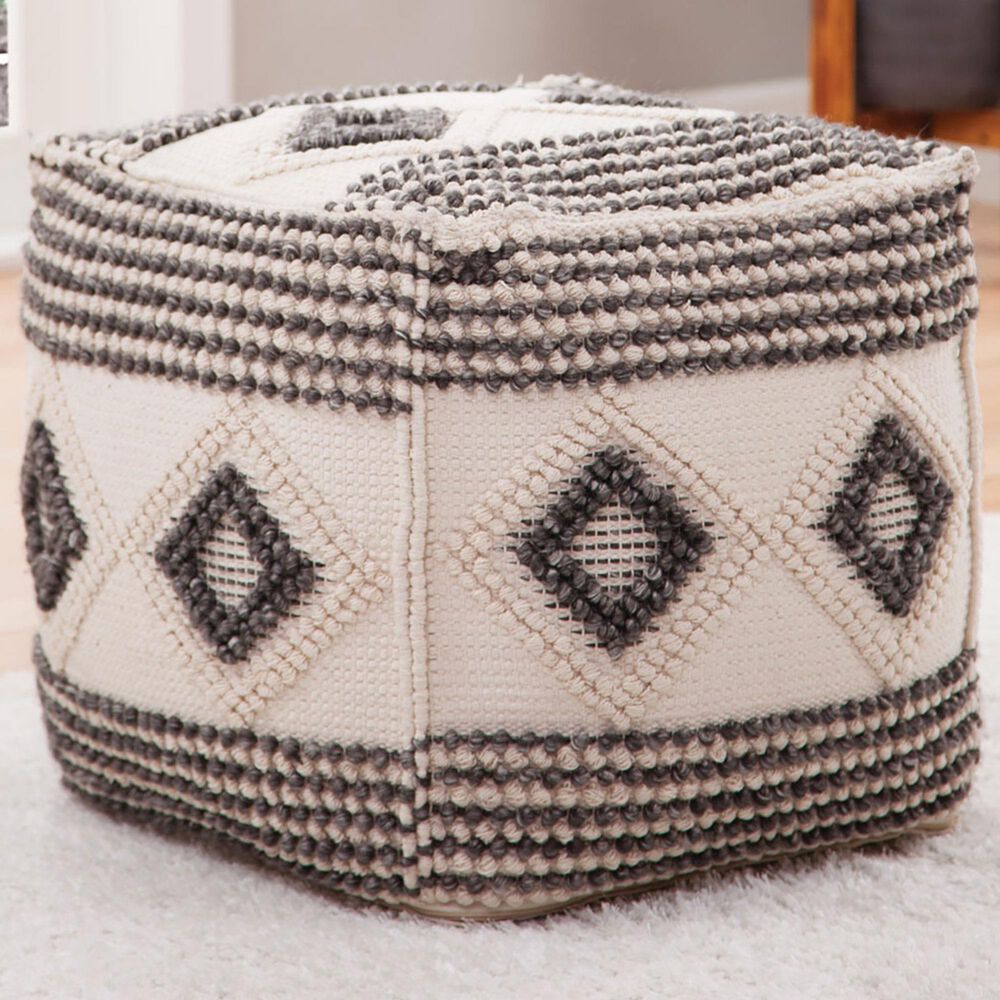 Steve Silver Dalia Pouf in Ivory, Gray, and Black, , large