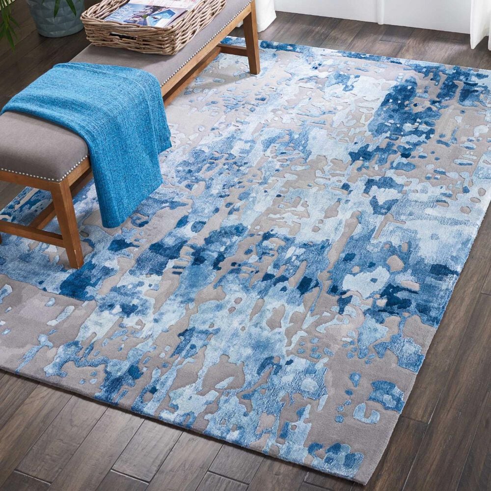 Nourison Prismatic PRS10 5&#39;7&quot; x 7&#39;5&quot; Blue and Grey Area Rug, , large