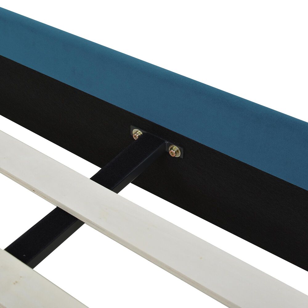 Jennifer Taylor Home Aspen Queen Upholstered Platform Bed in Satin Teal, , large
